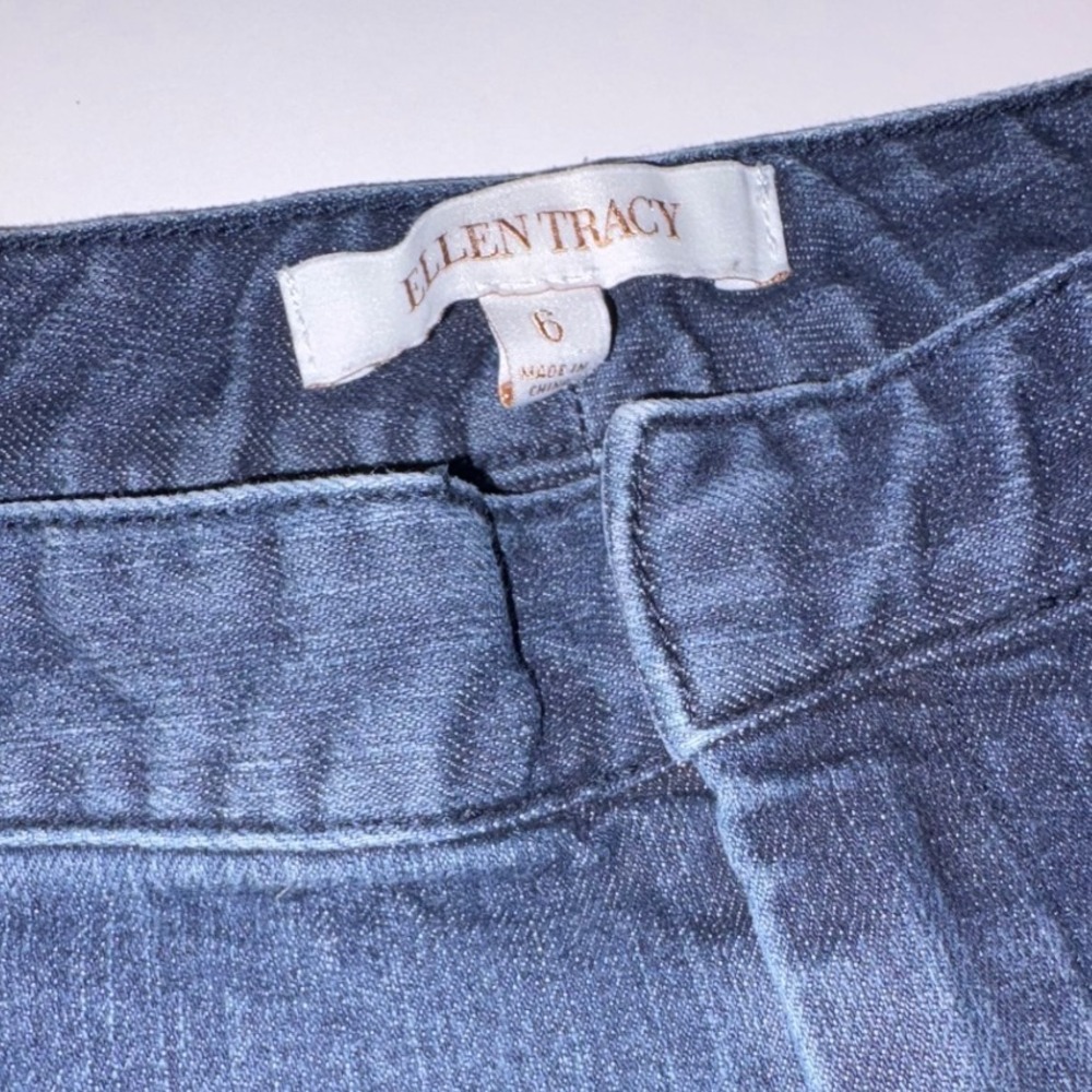 Ellen Tracy Womens Wide Leg Denim Jeans Dark Wash Size 6 - Picture 7 of 10